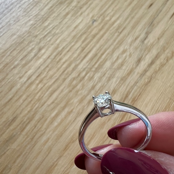 Moissanite Solitaire Ring – 0.42 CT, VVS1 D Color – 925 Silver – Size 8 - Picture 5 of 6